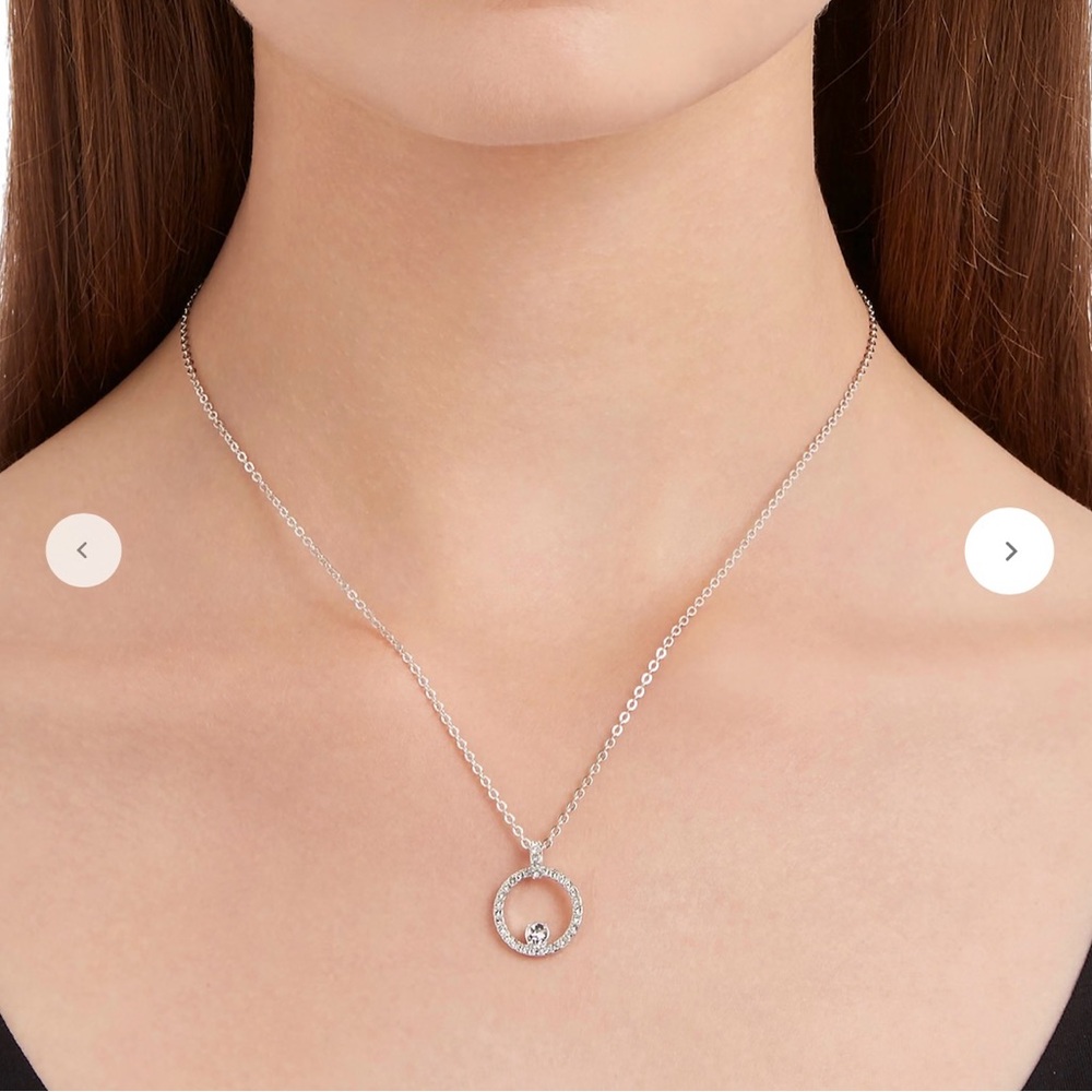 Swarovski Silver Necklace with Circular Crystal Pendant - Picture 2 of 4